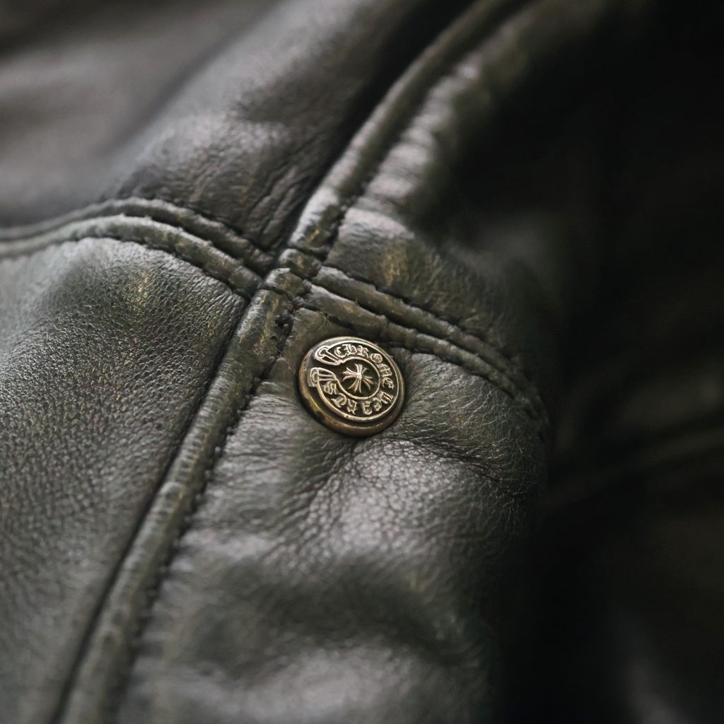 CHROME HEARTS(クロムハーツ) ホースシューボタン レザー バケットハット 帽子 ブラック