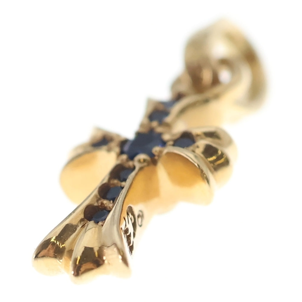 CHROME HEARTS(クロムハーツ) 22K CRS BBYFAT P SAP B ベイビーファット PAVEブルーサファイア チャーム ゴールドネックレストップ