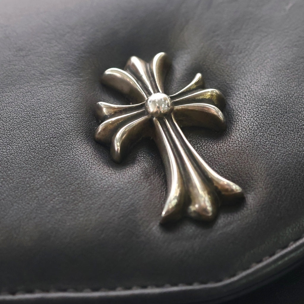 CHROME HEARTS(クロムハーツ) スモールCH付き レザークラッチバッグ ハンドバッグ ブラック