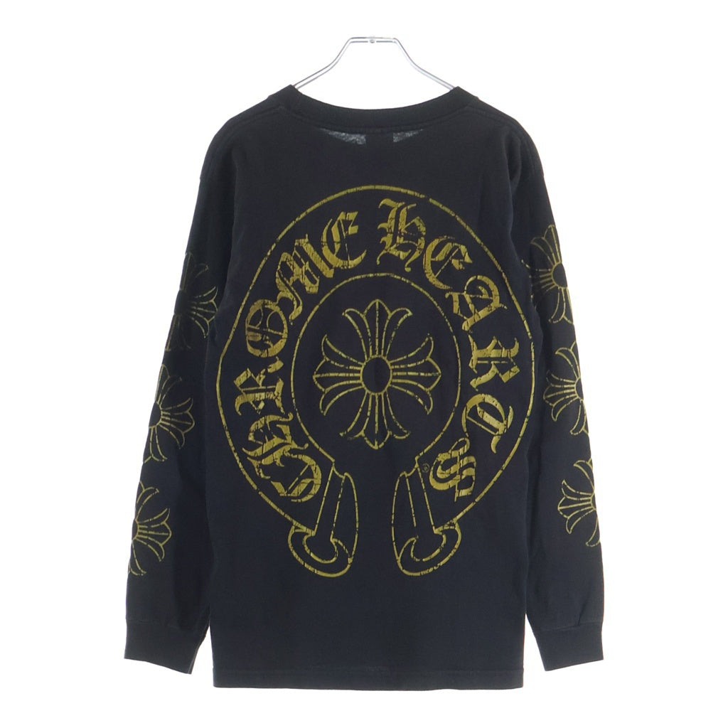 CHROME HEARTS(クロムハーツ) OLD CHクロスプリント クルーネック長袖Tシャツカットソー ブラック