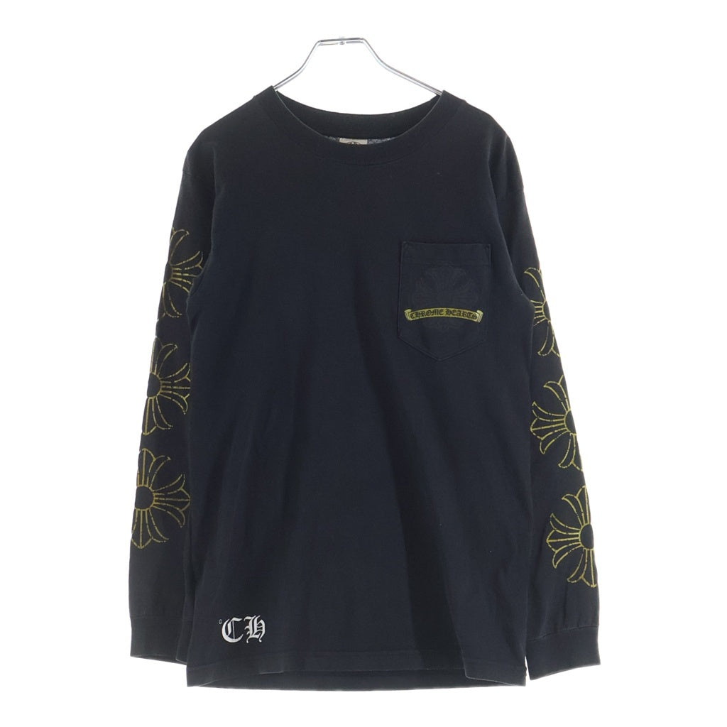 CHROME HEARTS(クロムハーツ) OLD CHクロスプリント クルーネック長袖Tシャツカットソー ブラック