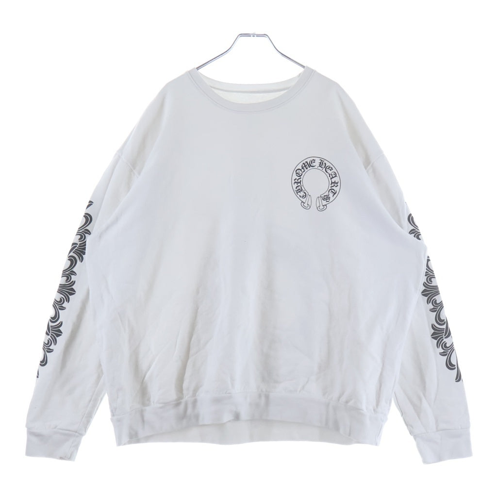 CHROME HEARTS(クロムハーツ) SWTSHRT PLVR 袖フローラルバックホースシュープリントスウェット ホワイト