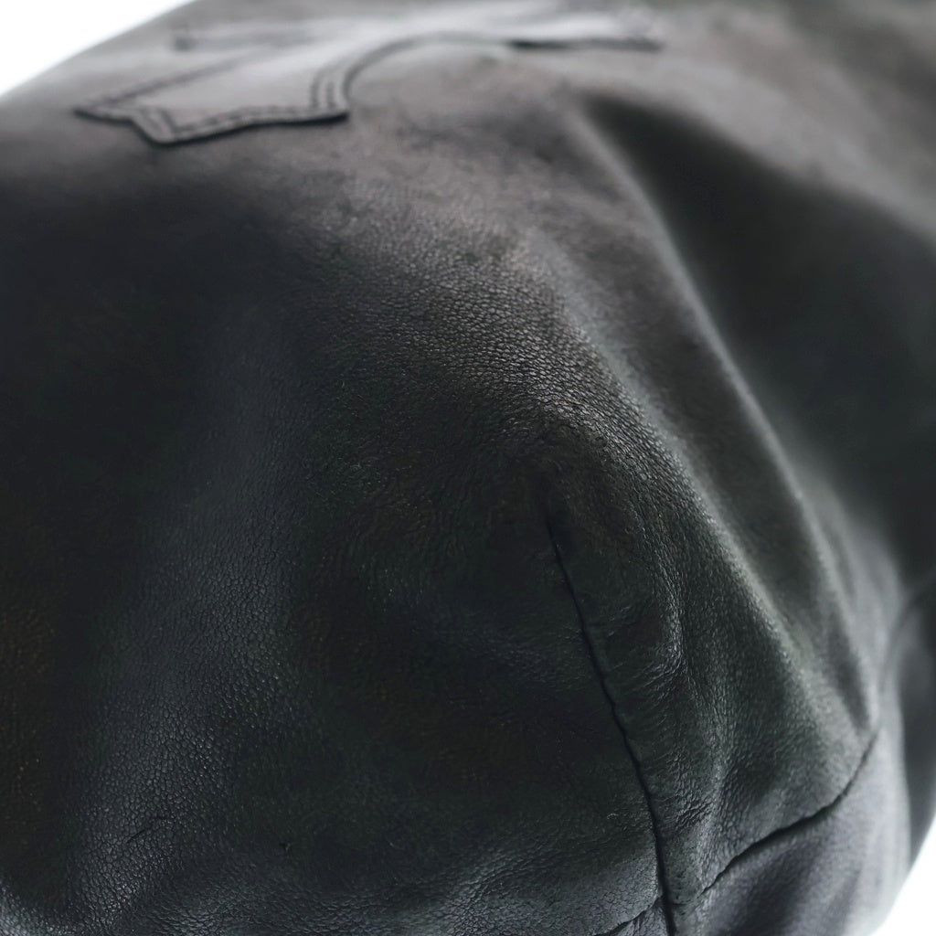 CHROME HEARTS(クロムハーツ) DRW STRNG SACK CRS PATCH クロスパッチドローストリングサックレザー巾着ハンドバッグ ブラック