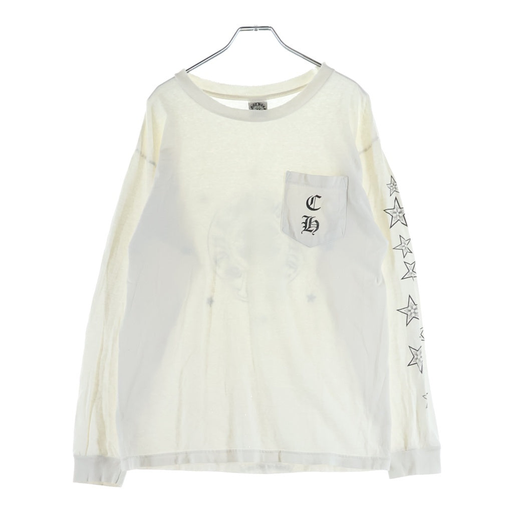 CHROME HEARTS(クロムハーツ) OLD STAR L/S Tee サイドスター ロゴ プリント 長袖Tシャツ ホワイト