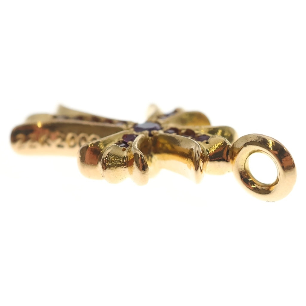 CHROME HEARTS(クロムハーツ) 22K TNY CRSF P SAP タイニーファットクロス PAVEサファイア ペンダントトップ ゴールド