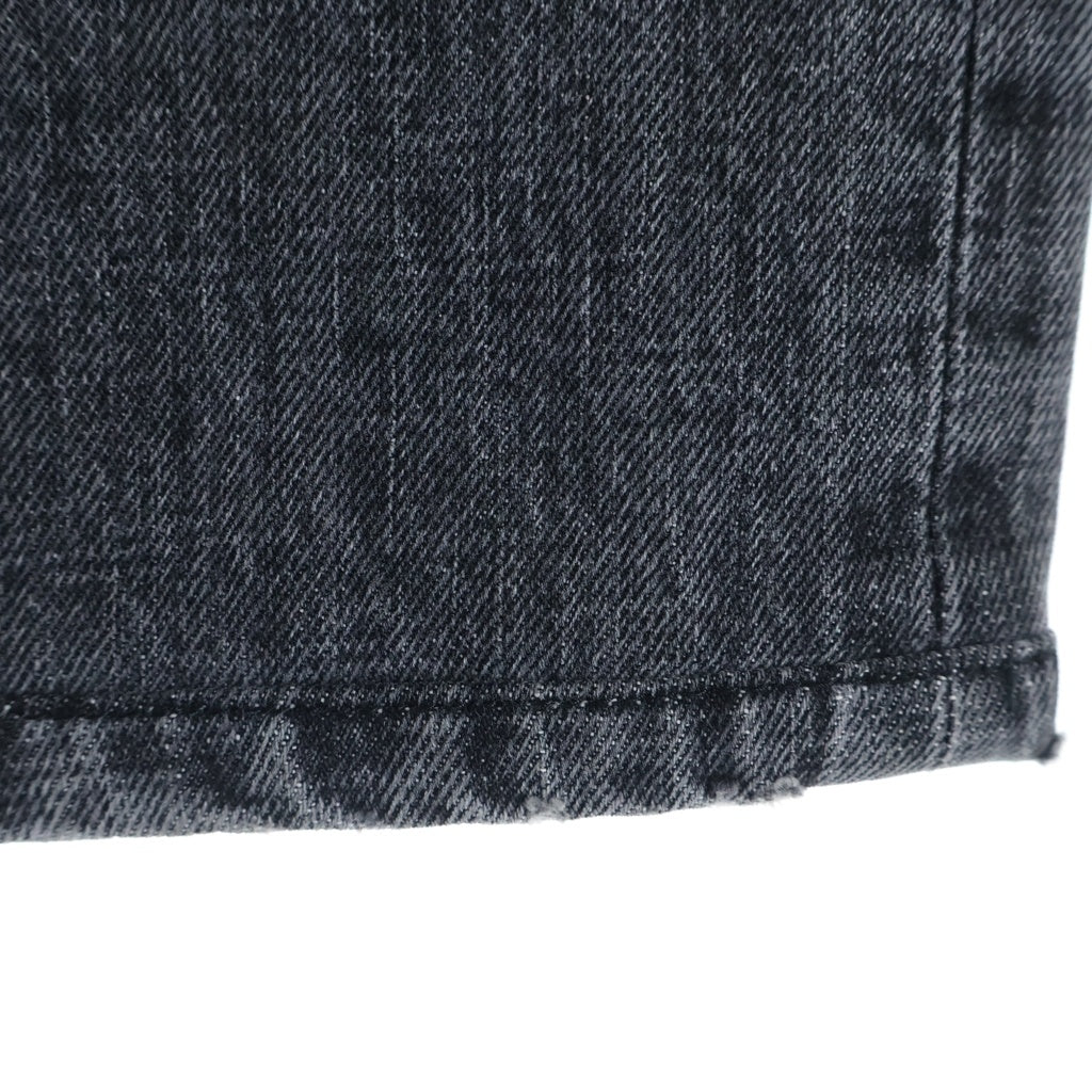 CHROME HEARTS(クロムハーツ) JEAN STRTLG FBRC Cross Leather Patch クロスパッチ ウォッシュドデニムパンツ ブラック