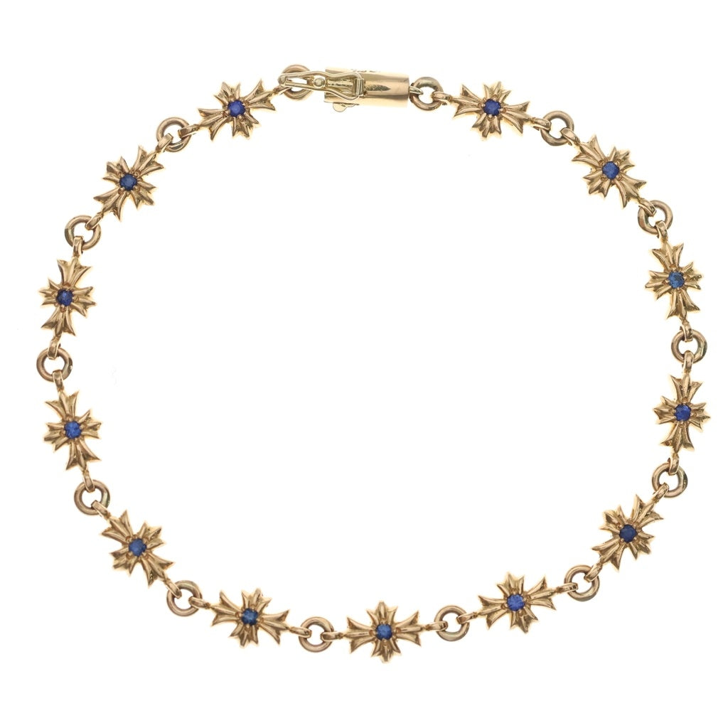 CHROME HEARTS(クロムハーツ) 22K TNY E CH PLS P SAP タイニーECHプラス PAVEサファイア ゴールドブレスレット