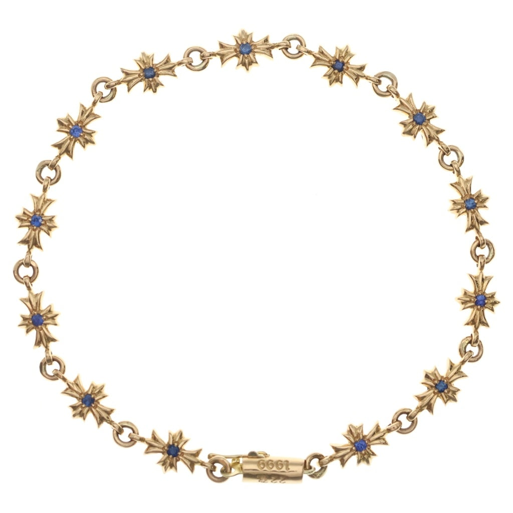 CHROME HEARTS(クロムハーツ) 22K TNY E CH PLS P SAP タイニーECHプラス PAVEサファイア ゴールドブレスレット
