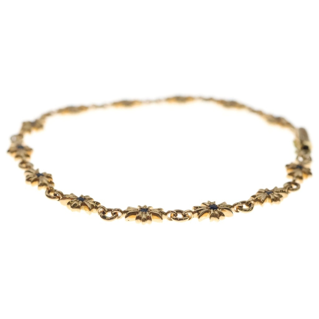 CHROME HEARTS(クロムハーツ) 22K TNY E CH PLS P SAP タイニーECHプラス PAVEサファイア ゴールドブレスレット