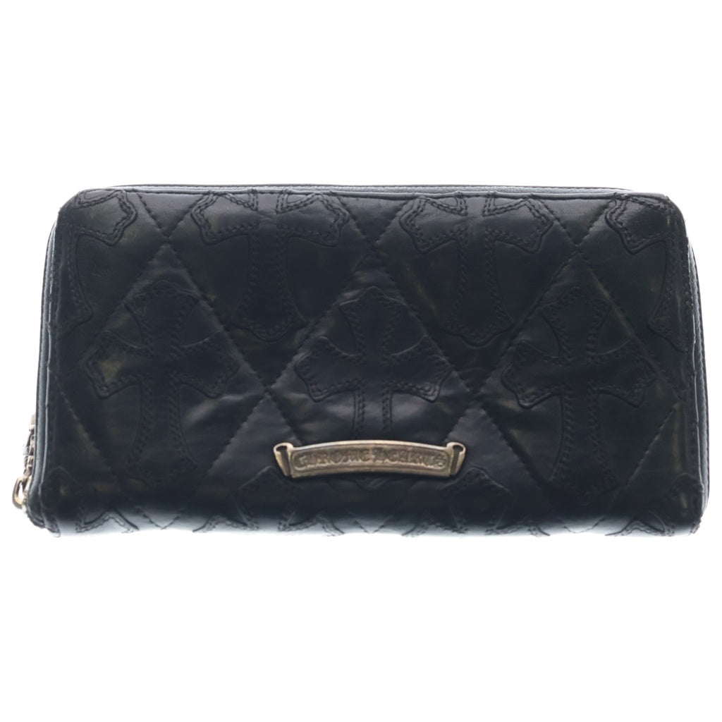 CHROME HEARTS(クロムハーツ) REC F ZIP QUILTED WALLET セメタリークロス キルティング レザーウォレット 財布 ブラック