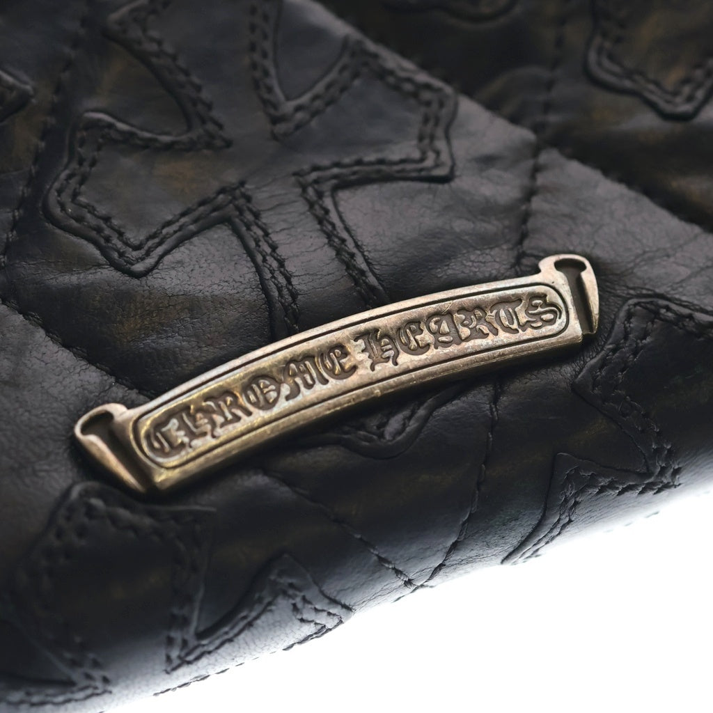 CHROME HEARTS(クロムハーツ) REC F ZIP QUILTED WALLET セメタリークロス キルティング レザーウォレット 財布 ブラック