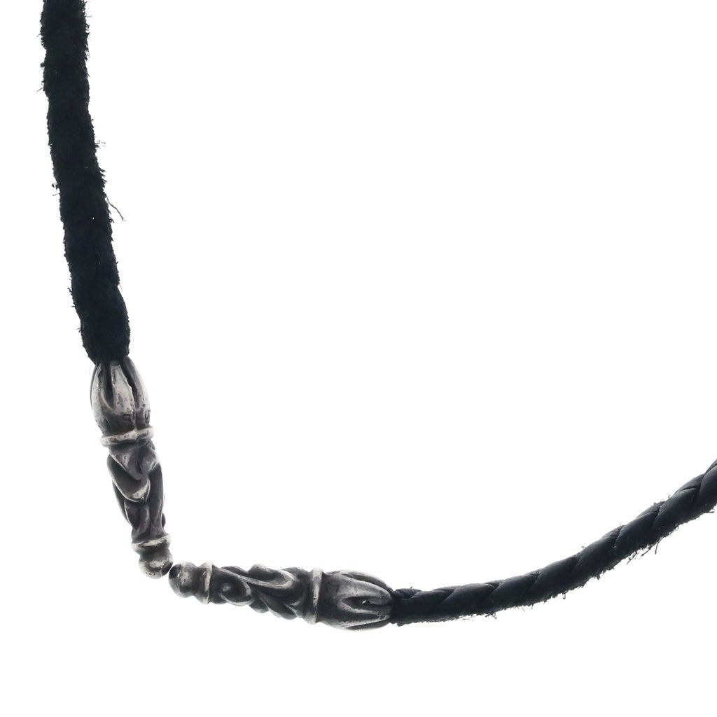 CHROME HEARTS(クロムハーツ) LEATHER BRAID SCROLL ネックレス レザーブレイドネックレス ブラック/シルバー BCA377