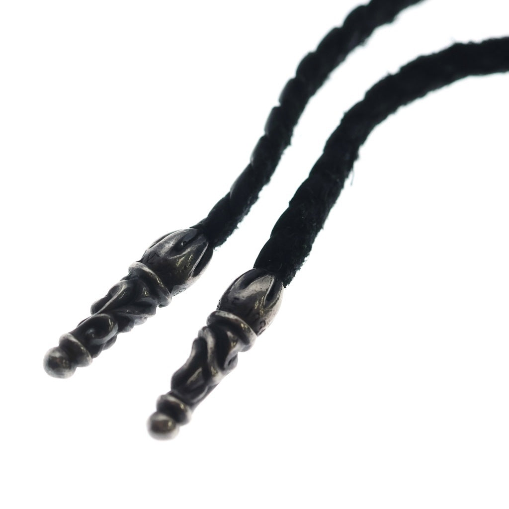 CHROME HEARTS(クロムハーツ) LEATHER BRAID SCROLL ネックレス レザーブレイドネックレス ブラック/シルバー BCA377