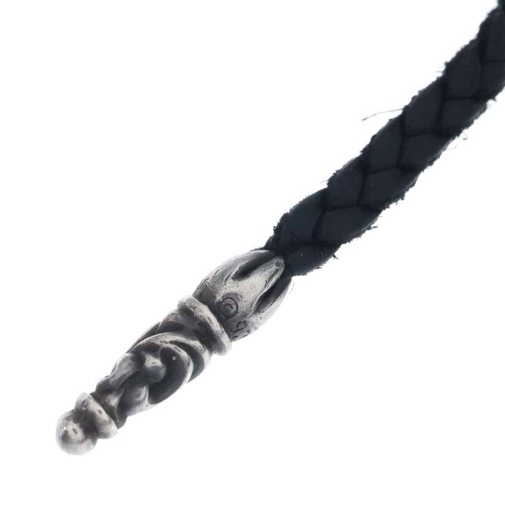 CHROME HEARTS(クロムハーツ) LEATHER BRAID SCROLL ネックレス レザーブレイドネックレス ブラック/シルバー BCA377