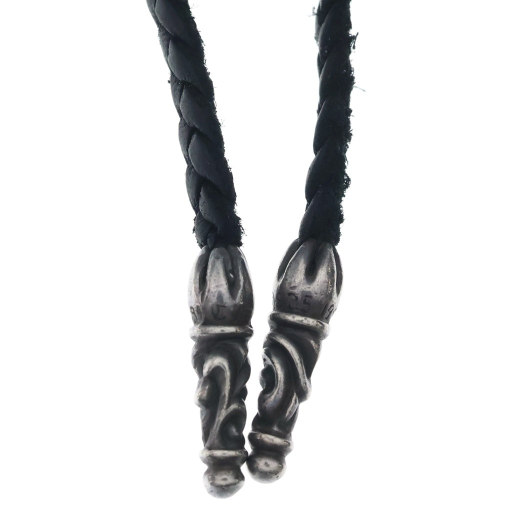 CHROME HEARTS(クロムハーツ) LEATHER BRAID SCROLL ネックレス レザーブレイドネックレス ブラック/シルバー BCA377