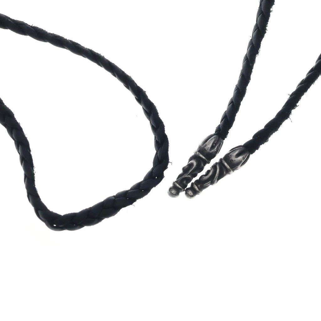 CHROME HEARTS(クロムハーツ) LEATHER BRAID SCROLL ネックレス レザーブレイドネックレス ブラック/シルバー BCA377