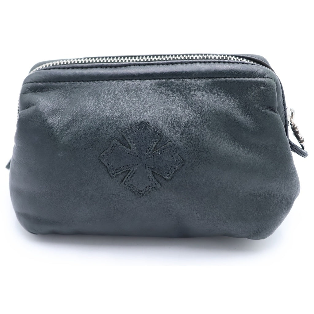 CHROME HEARTS(クロムハーツ) CHプラスパッチ付き ダガージップレザーコスメポーチ レディース
