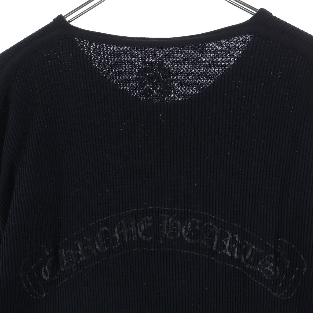 CHROME HEARTS(クロムハーツ) ヘンリーネック クロスボールボタン バックスクロールラベルプリント サーマル 長袖シャツ ブラック