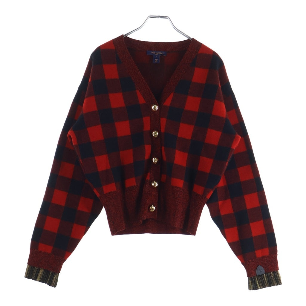 LOUIS VUITTON(ルイヴィトン) 25AW RW252WB C88 ウール グラフィックチェック カーディガン レディース ブラック/レッド