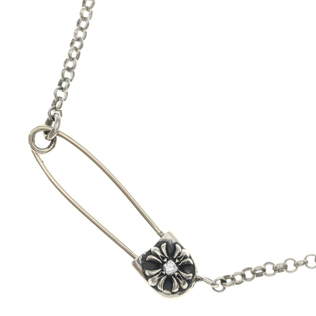 CHROME HEARTS(クロムハーツ) SAFETY PIN R20 1DIAセーフティピンロールチェーン 1ダイヤシルバーネックレス