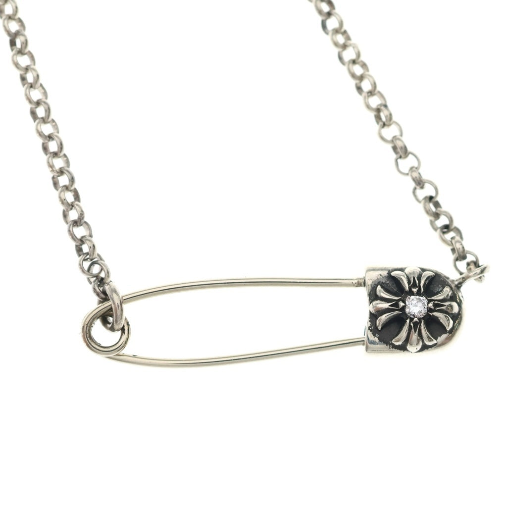 CHROME HEARTS(クロムハーツ) SAFETY PIN R20 1DIAセーフティピンロールチェーン 1ダイヤシルバーネックレス