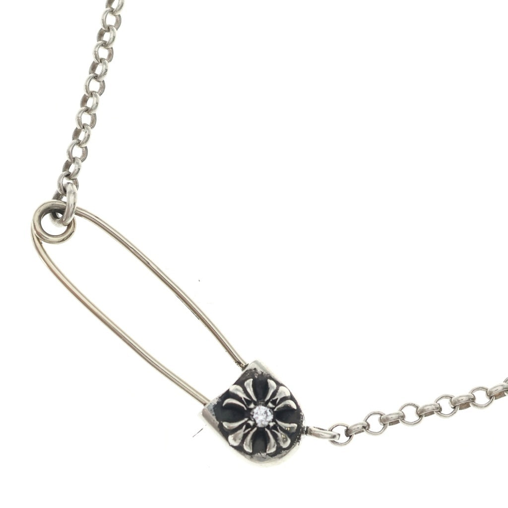 CHROME HEARTS(クロムハーツ) SAFETY PIN R20 1DIAセーフティピンロールチェーン 1ダイヤシルバーネックレス