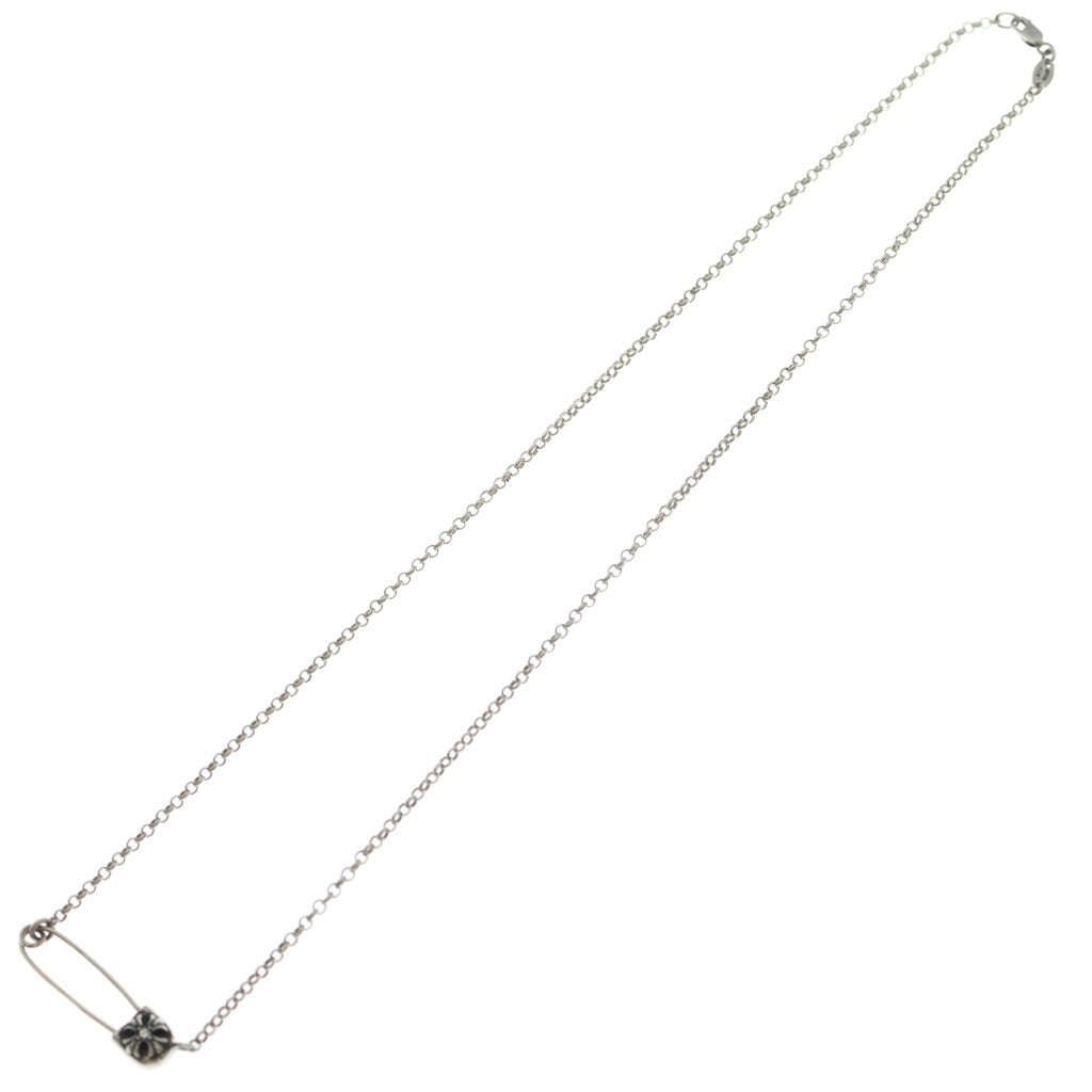 CHROME HEARTS(クロムハーツ) SAFETY PIN R20 1DIAセーフティピンロールチェーン 1ダイヤシルバーネックレス