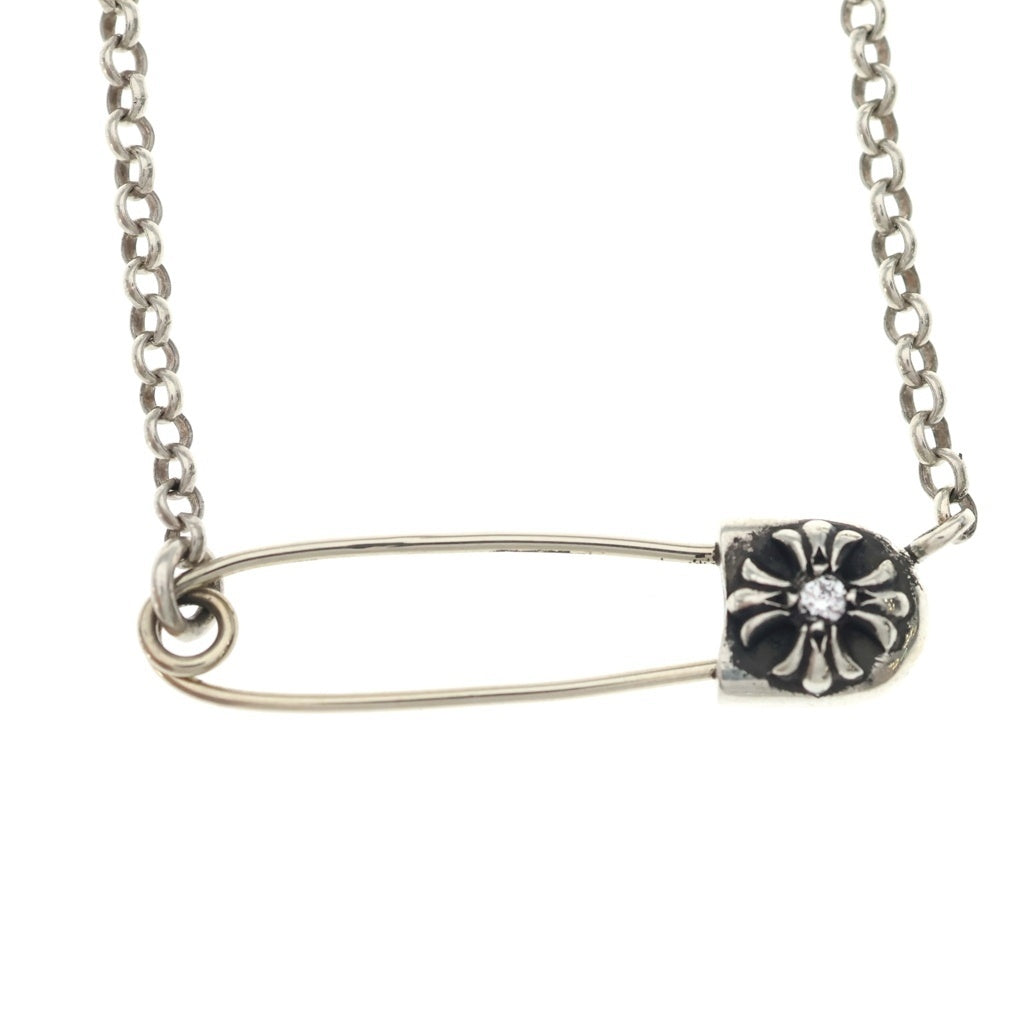 CHROME HEARTS(クロムハーツ) SAFETY PIN R20 1DIAセーフティピンロールチェーン 1ダイヤシルバーネックレス