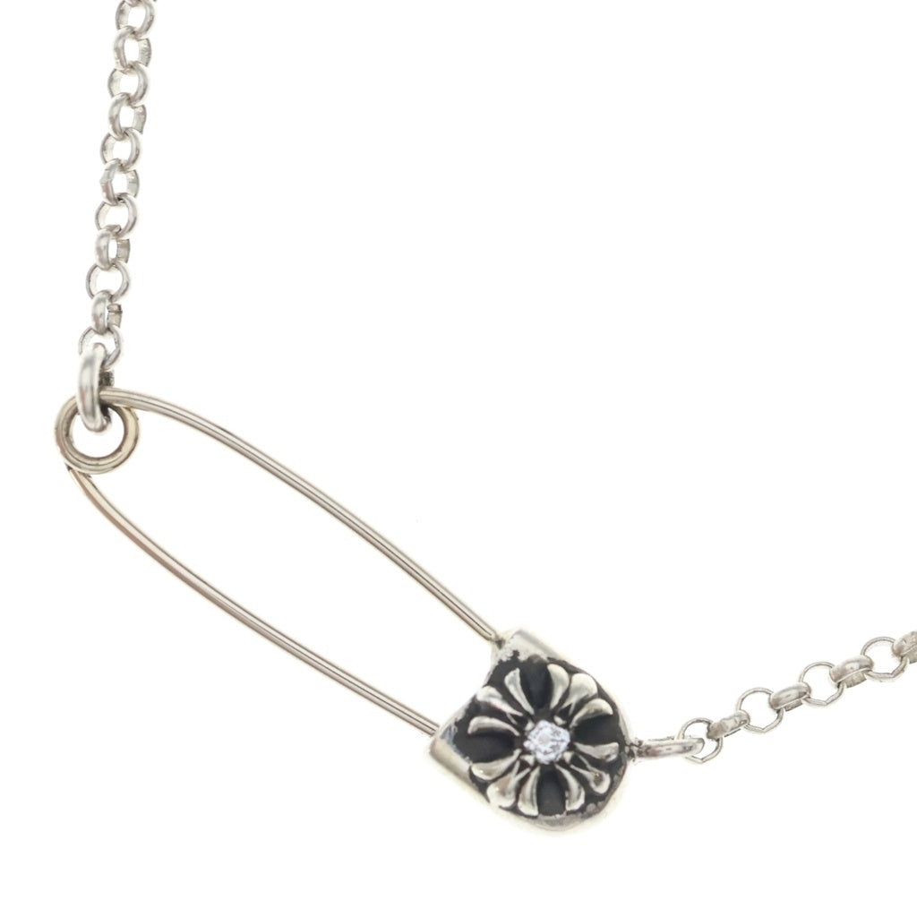 CHROME HEARTS(クロムハーツ) SAFETY PIN R20 1DIAセーフティピンロールチェーン 1ダイヤシルバーネックレス