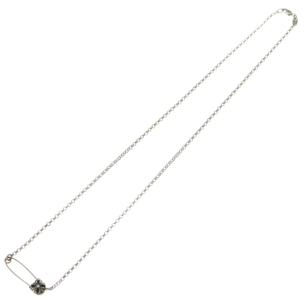 CHROME HEARTS(クロムハーツ) SAFETY PIN R20 1DIAセーフティピンロールチェーン 1ダイヤシルバーネックレス