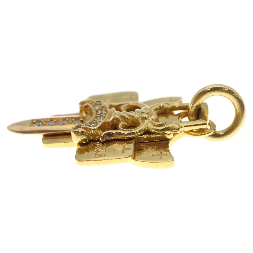 CHROME HEARTS(クロムハーツ) 22K 3TRINKETS P D 22Kスリートリンケッツ PAVEダイヤ ゴールドネックレストップ