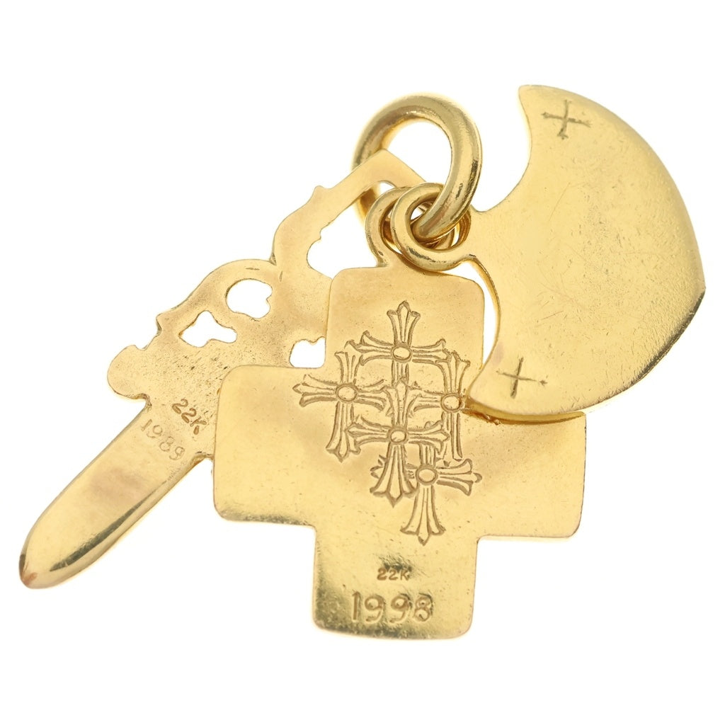 CHROME HEARTS(クロムハーツ) 22K 3TRINKETS P D 22Kスリートリンケッツ PAVEダイヤ ゴールドネックレストップ