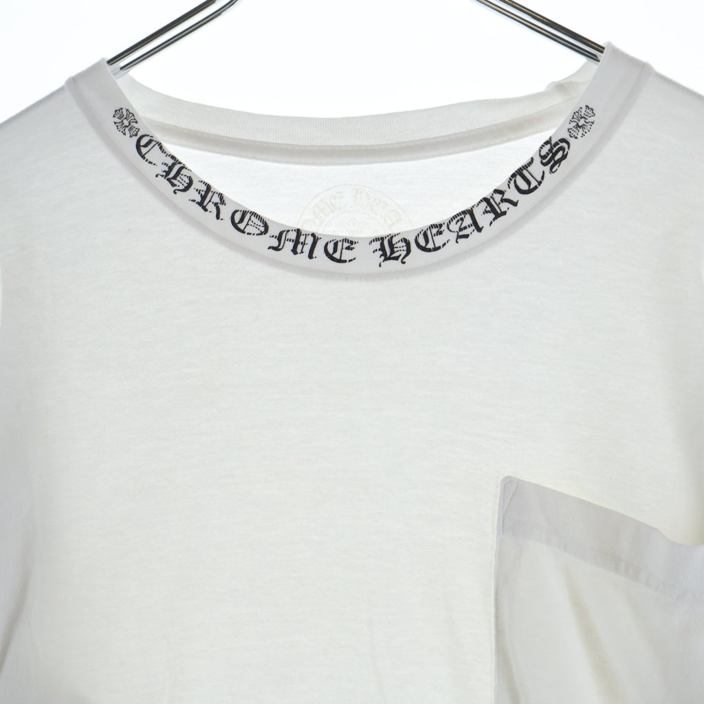 CHROME HEARTS(クロムハーツ) CH LS 1 ネックロゴ アームプリントクルーネック長袖Tシャツ ホワイト/ブラック