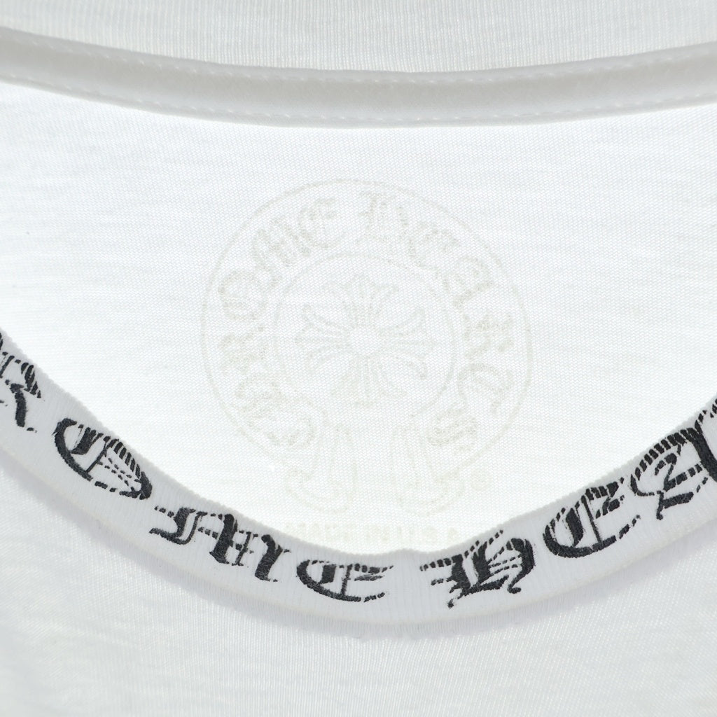 CHROME HEARTS(クロムハーツ) CH LS 1 ネックロゴ アームプリントクルーネック長袖Tシャツ ホワイト/ブラック