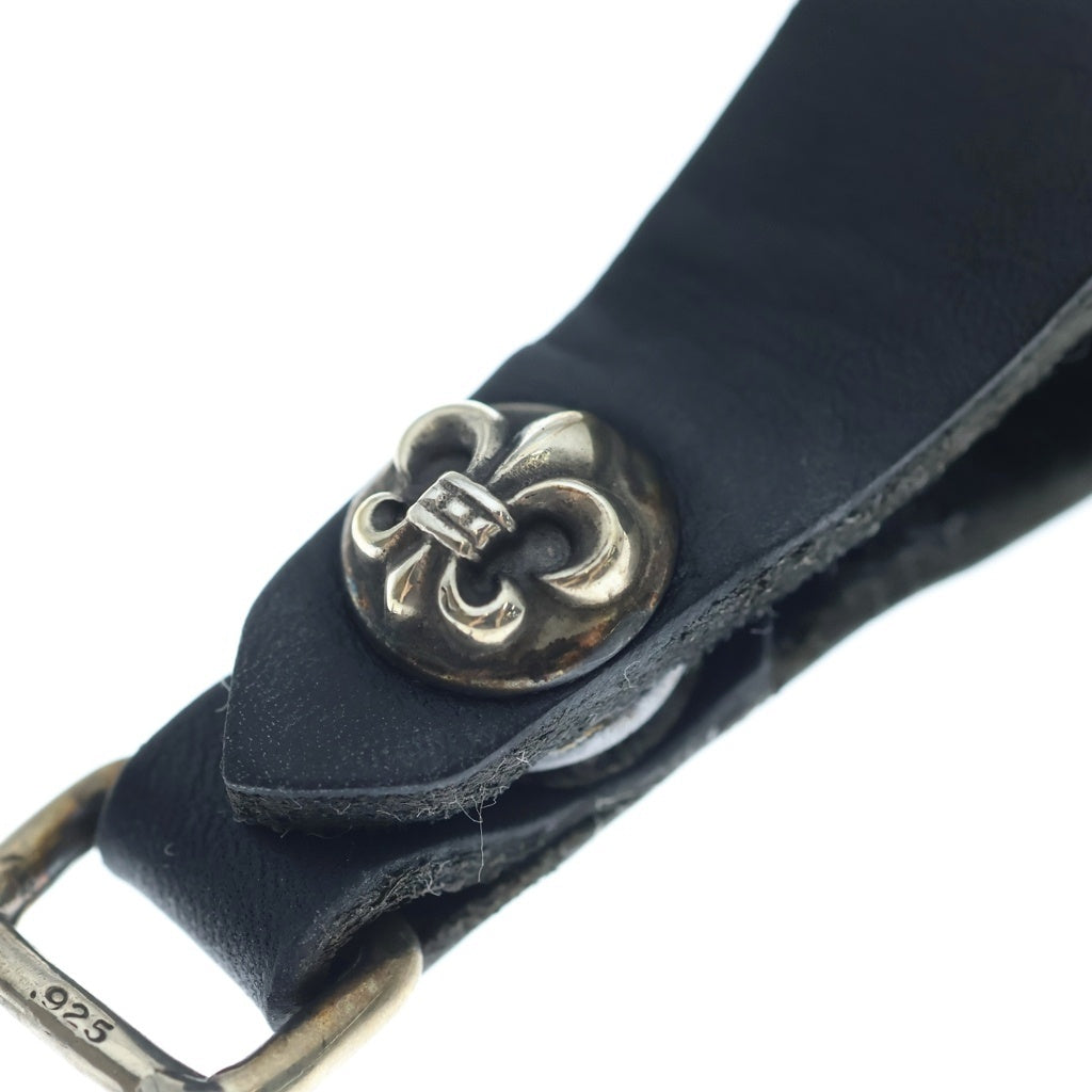CHROME HEARTS(クロムハーツ) BELT LOOP BSフレアボタンレザーベルトループ シルバー/ブラック BCA401
