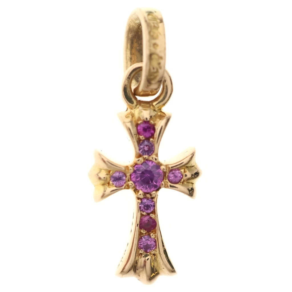 CHROME HEARTS(クロムハーツ) 22K CRS BBYFAT P SAP P ベイビーファット PAVEピンクサファイア チャーム ゴールドネックレストップ