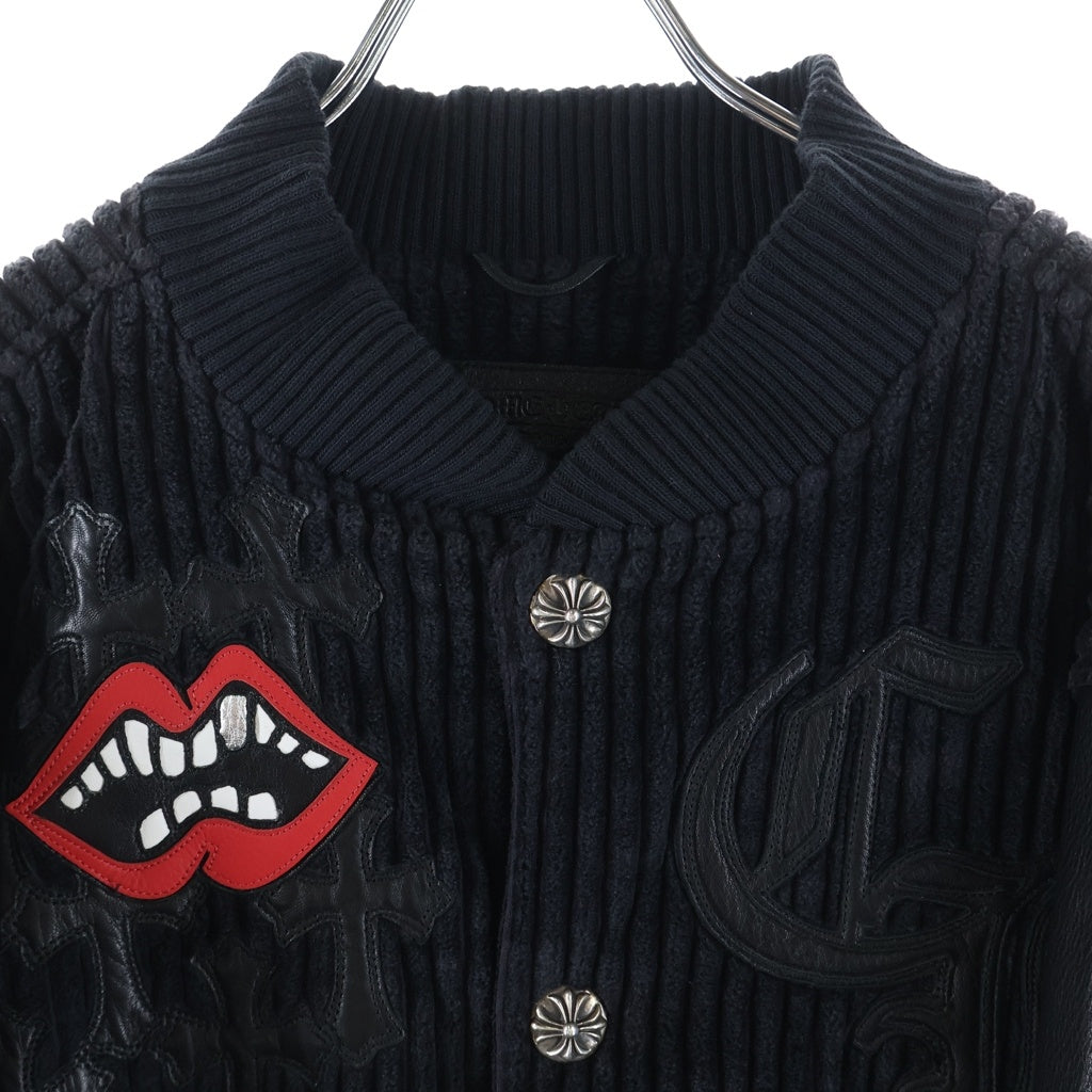 CHROME HEARTS(クロムハーツ) ×MATTY BOY PPO LETTERMAN マッティボーイ レターマン CHマルチレザーパッチコーデュロイレザースリーブブルゾン ブラック/レッド