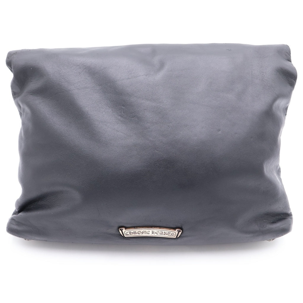 CHROME HEARTS(クロムハーツ) CLUTCH BAG W PYRAMID STUDS ゼロピラミッドスタッズ装飾レザークラッチバッグ ブラック/シルバー