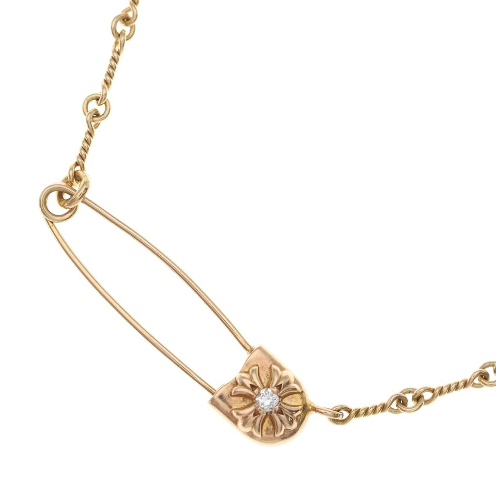 CHROME HEARTS(クロムハーツ) 22K SAFETY PIN T20 1DIA セーフティピンツイストチェーン 1ダイヤ ゴールドネックレス