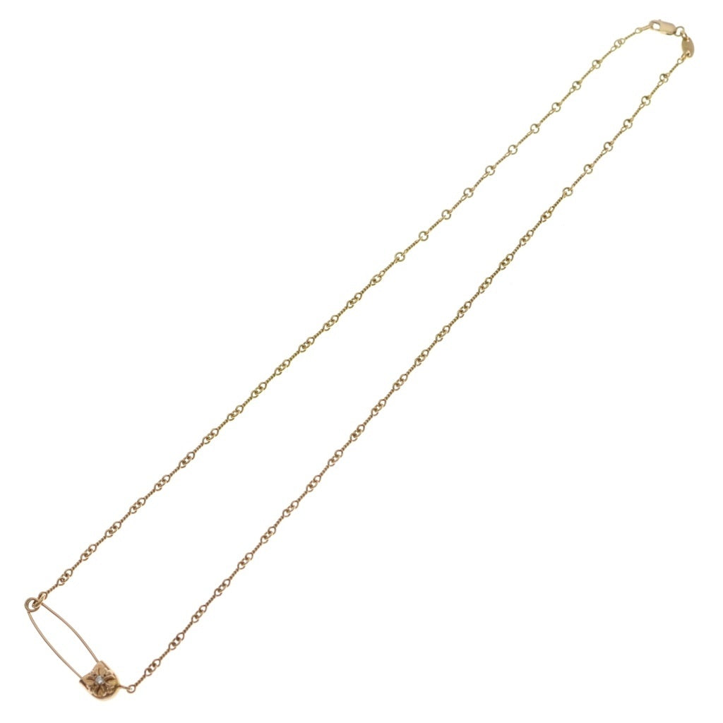 CHROME HEARTS(クロムハーツ) 22K SAFETY PIN T20 1DIA セーフティピンツイストチェーン 1ダイヤ ゴールドネックレス
