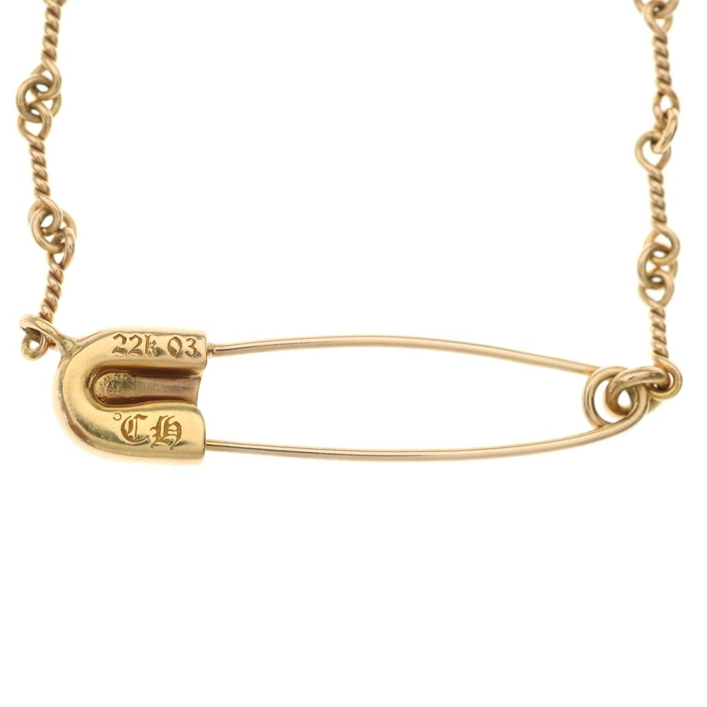 CHROME HEARTS(クロムハーツ) 22K SAFETY PIN T20 1DIA セーフティピンツイストチェーン 1ダイヤ ゴールドネックレス