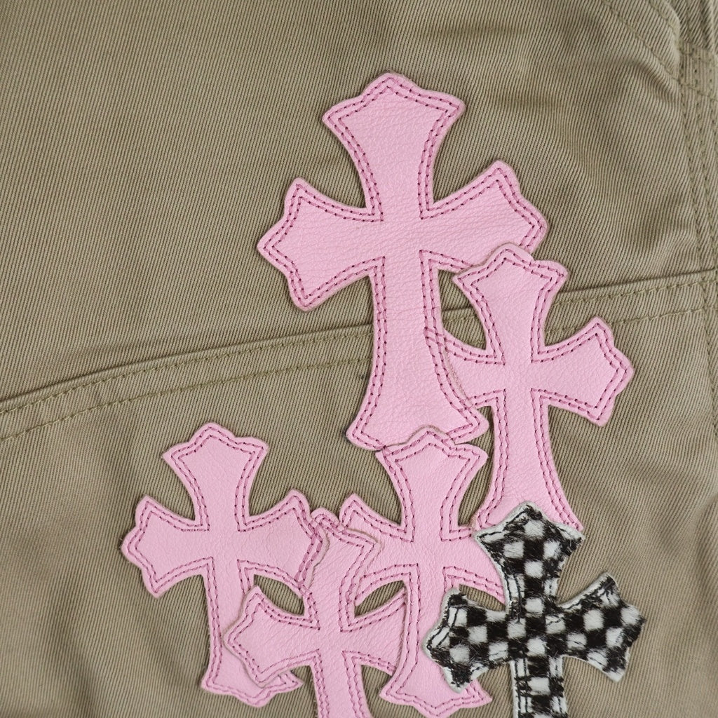CHROME HEARTS(クロムハーツ) CARPENTER CNVS CEME CRS クロスパッチ付カーペンターロングパンツ ベージュ/ピンク -