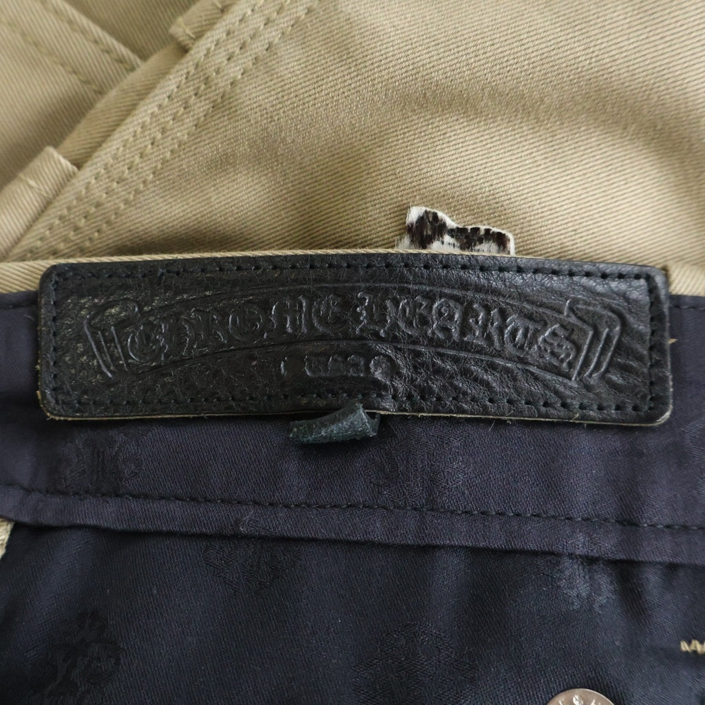 CHROME HEARTS(クロムハーツ) CARPENTER CNVS CEME CRS クロスパッチ付カーペンターロングパンツ ベージュ/ピンク -