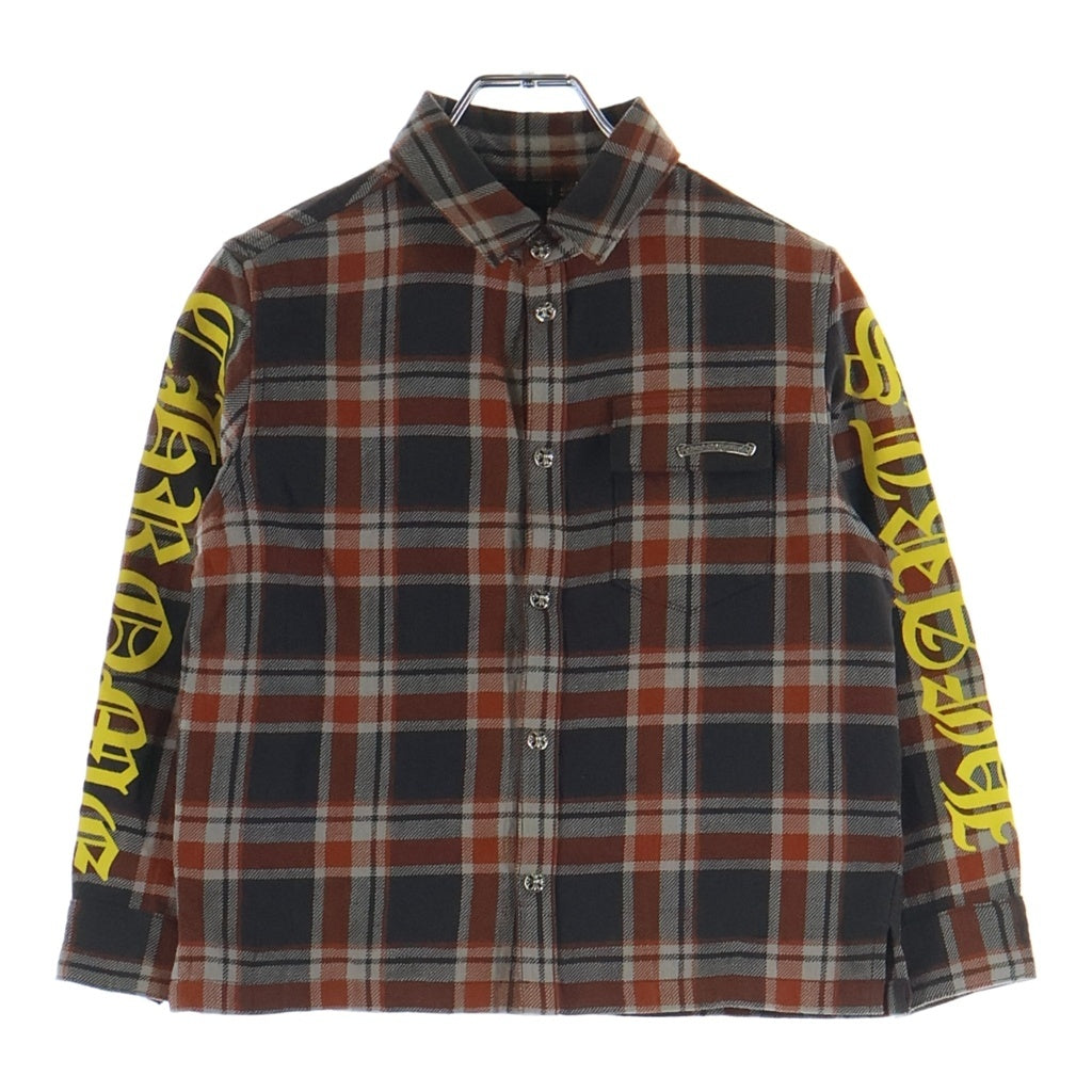 CHROME HEARTS(クロムハーツ) WORKN JNKYD PLD 袖フローラルプリントチェック柄シャツブルゾン レッド/オレンジ/グレー