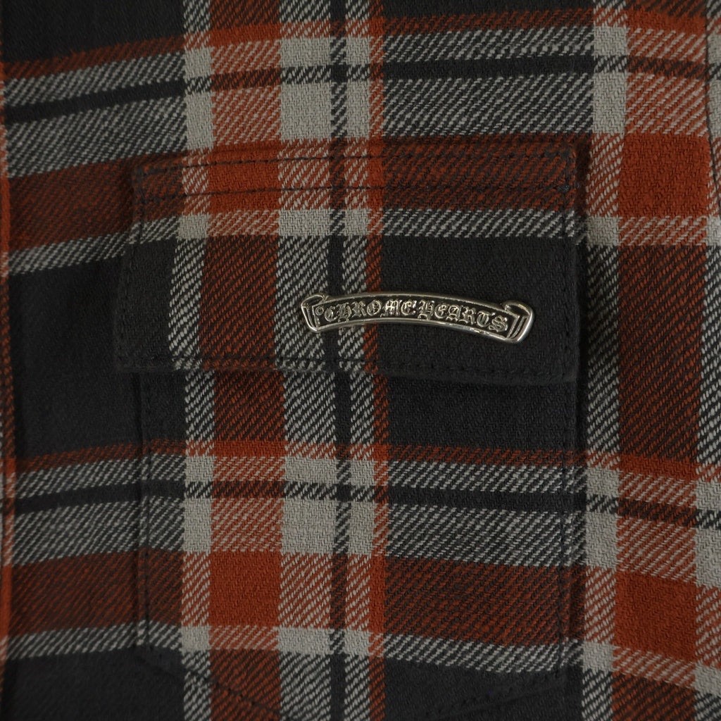 CHROME HEARTS(クロムハーツ) WORKN JNKYD PLD 袖フローラルプリントチェック柄シャツブルゾン レッド/オレンジ/グレー