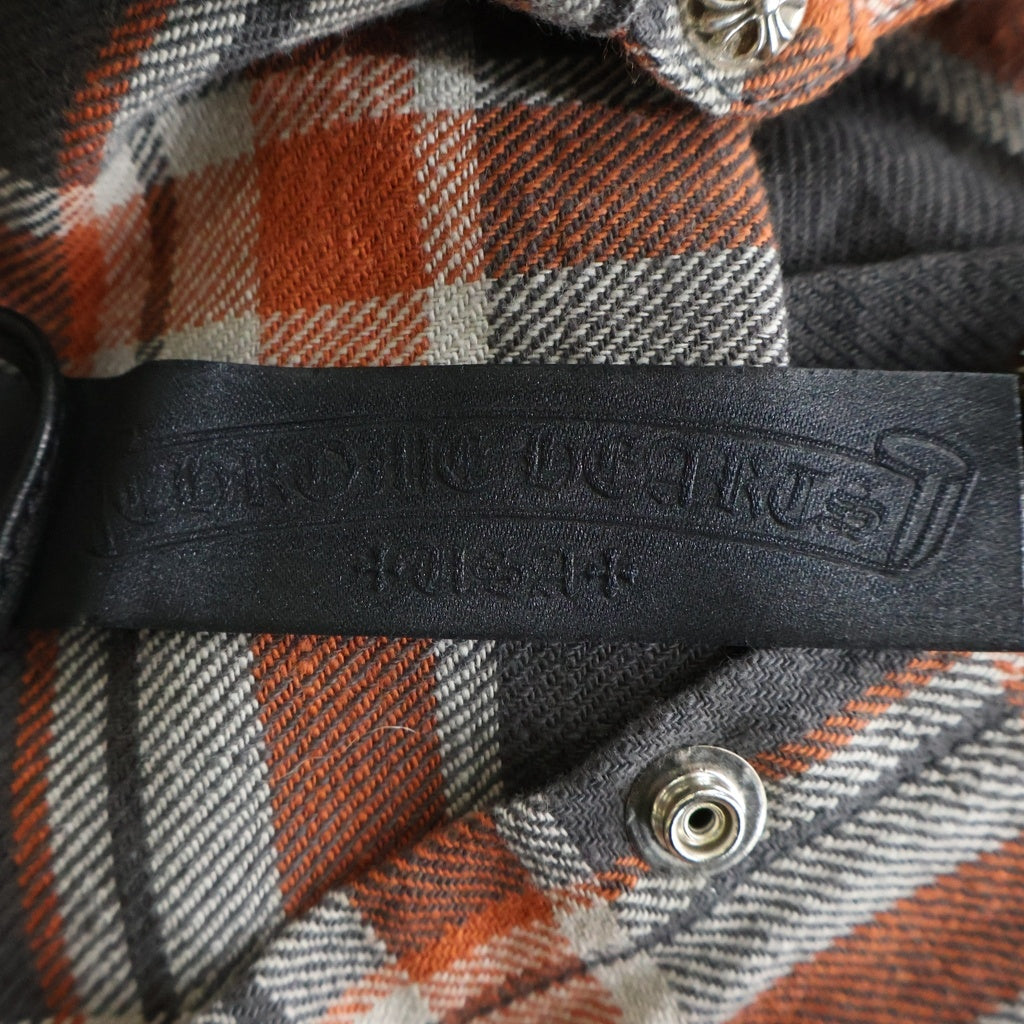 CHROME HEARTS(クロムハーツ) WORKN JNKYD PLD 袖フローラルプリントチェック柄シャツブルゾン レッド/オレンジ/グレー