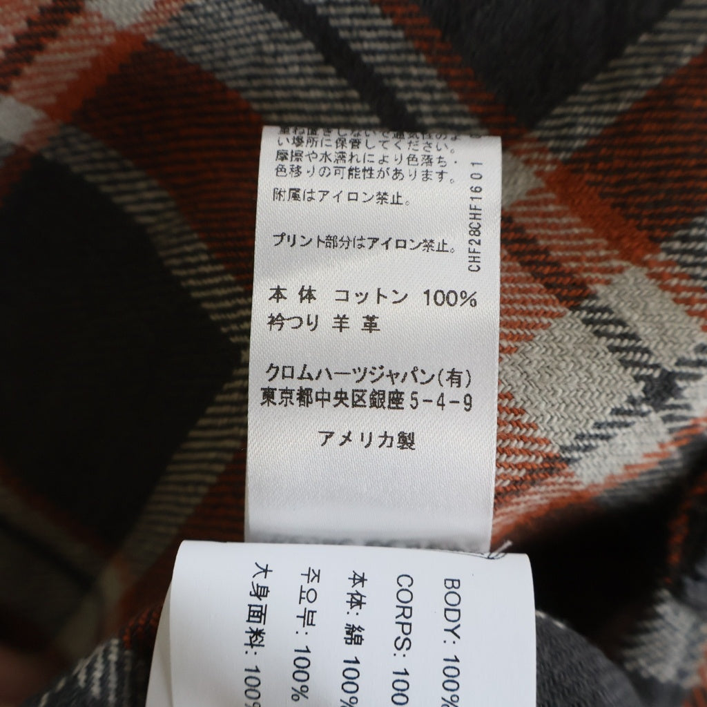 CHROME HEARTS(クロムハーツ) WORKN JNKYD PLD 袖フローラルプリントチェック柄シャツブルゾン レッド/オレンジ/グレー
