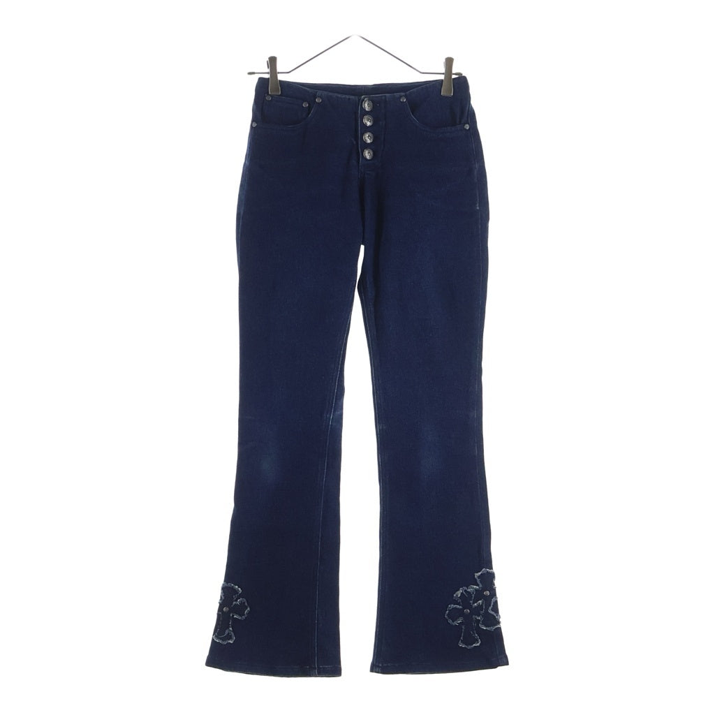 CHROME HEARTS(クロムハーツ) CRS BTN CROSS PATCH DENIM PANTS クロスパッチ付き クロスボールボタン スクロールラベル ボタンフライデニムパンツ インディゴ