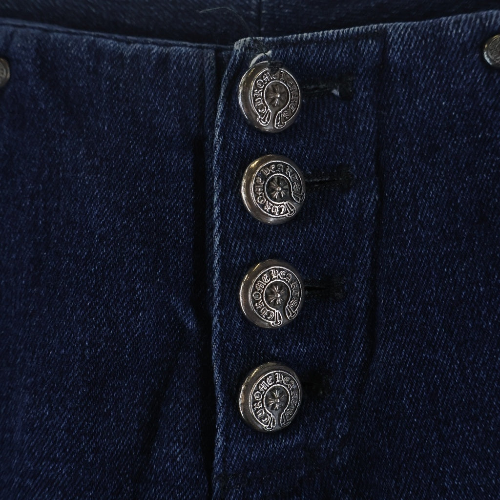 CHROME HEARTS(クロムハーツ) CRS BTN CROSS PATCH DENIM PANTS クロスパッチ付き クロスボールボタン スクロールラベル ボタンフライデニムパンツ インディゴ
