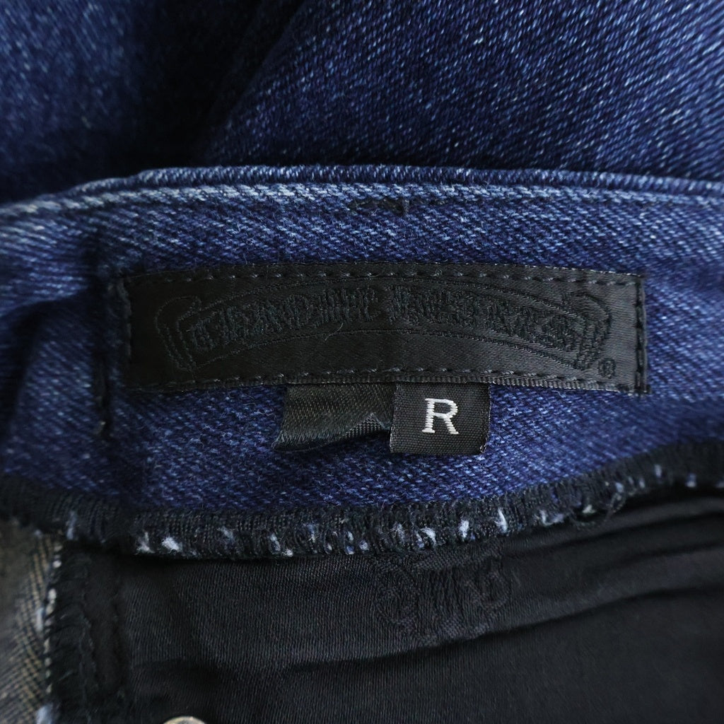 CHROME HEARTS(クロムハーツ) CRS BTN CROSS PATCH DENIM PANTS クロスパッチ付き クロスボールボタン スクロールラベル ボタンフライデニムパンツ インディゴ